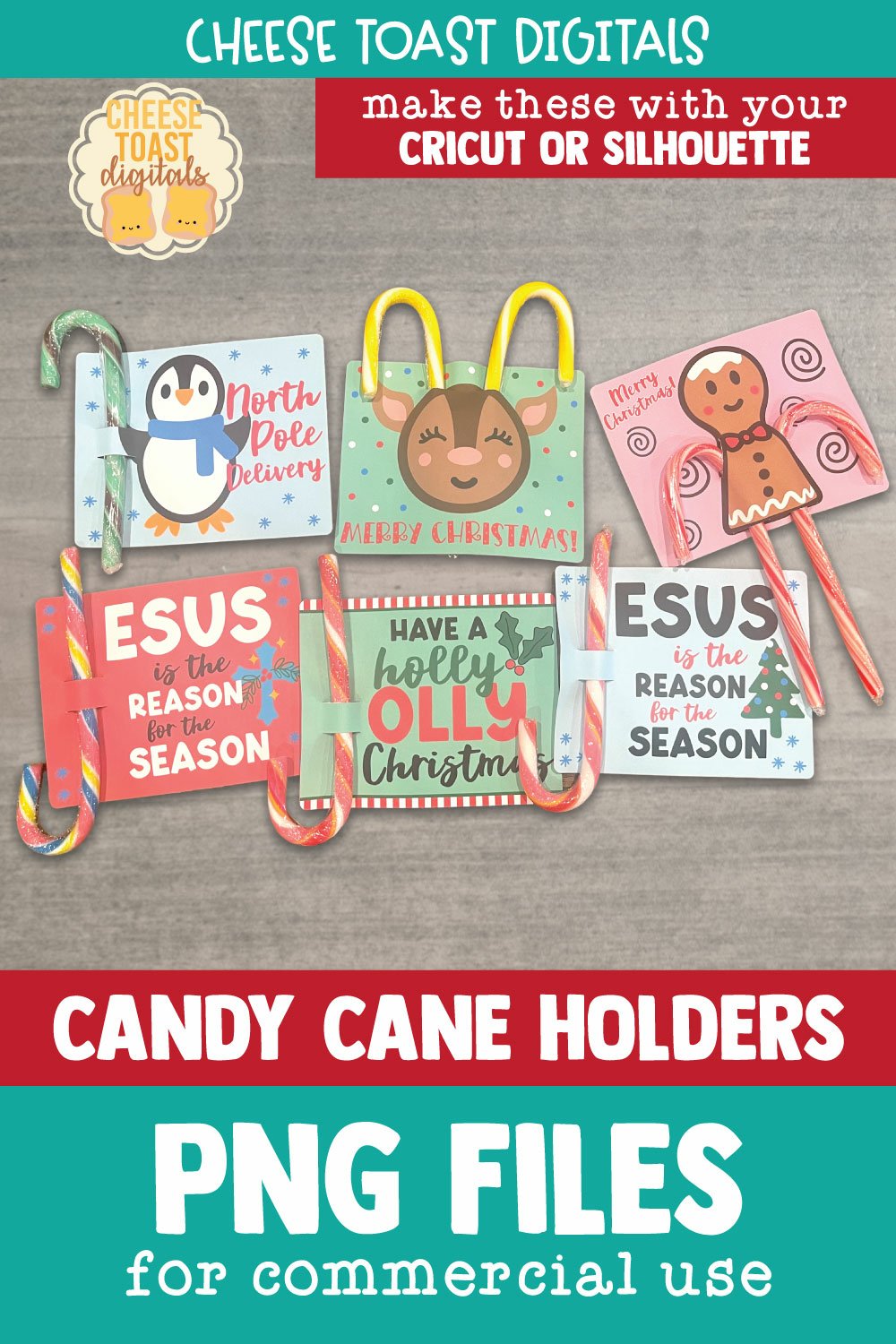 Christmas Candy Cane Holder SVG Cute Holiday Candy Holders