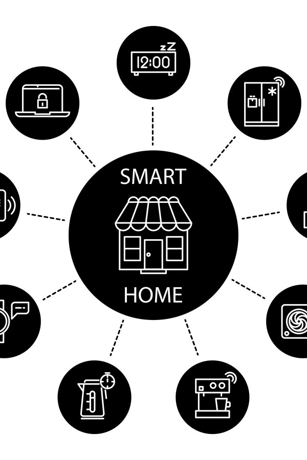 Smart home concept with thin line icons