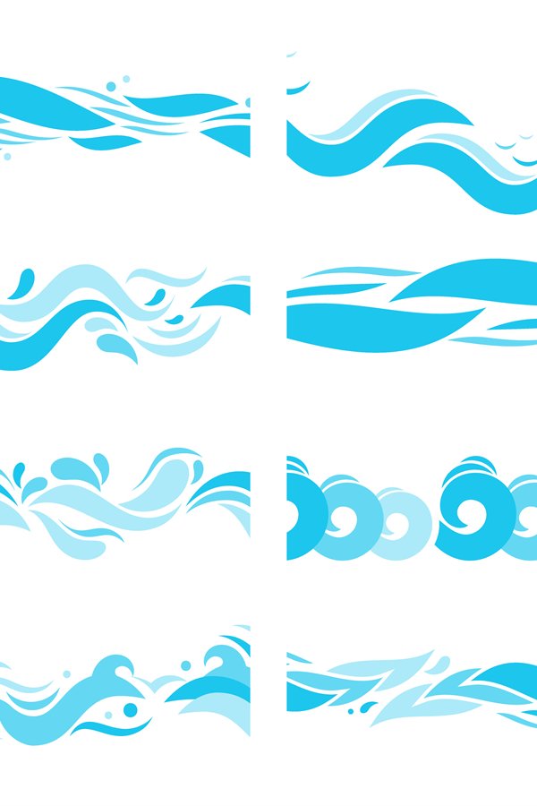 Marine waves. Sea water wave, swim pattern and horizontal di