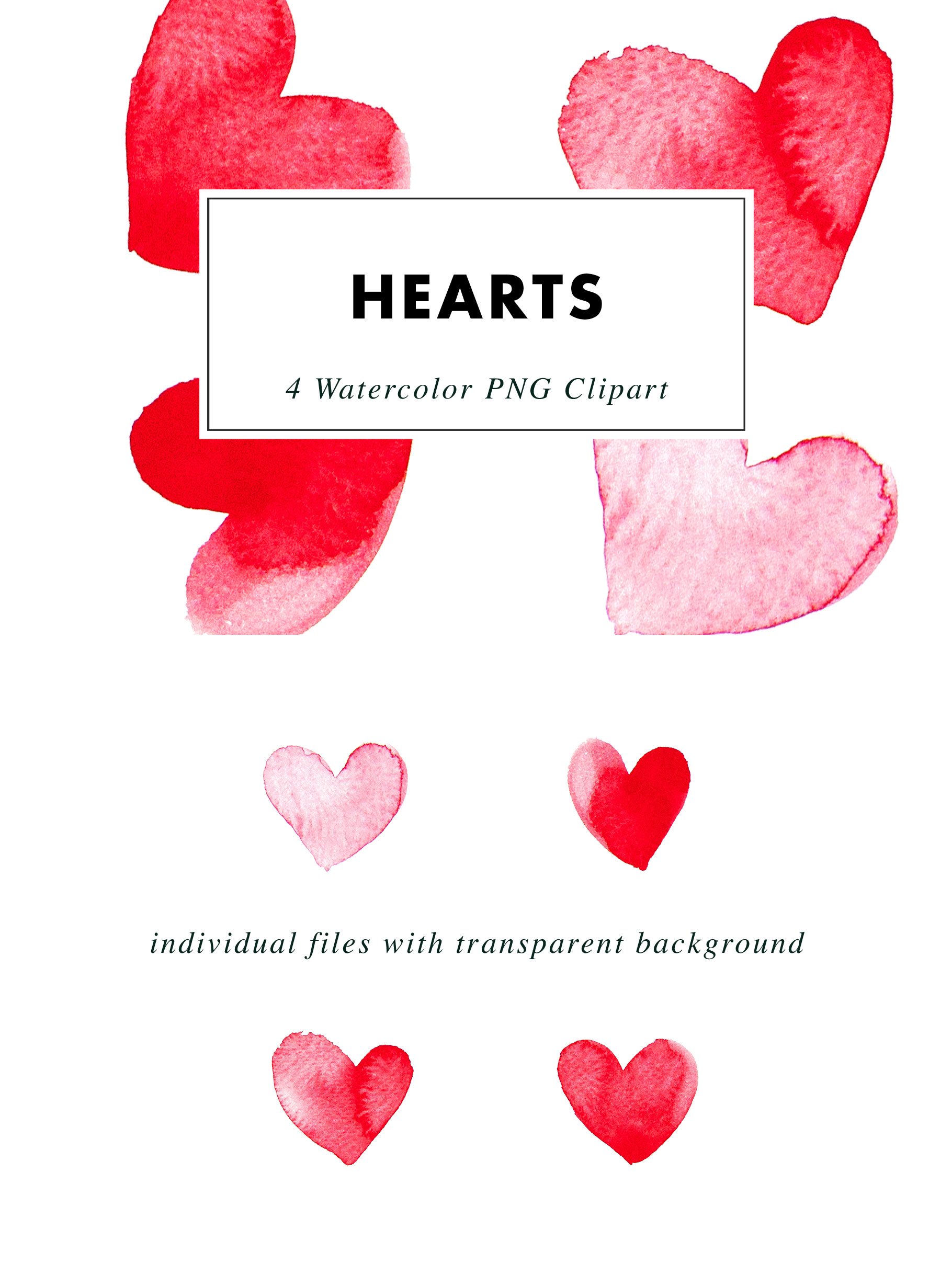 Watercolor hearts | Clipart PNG Illustrations