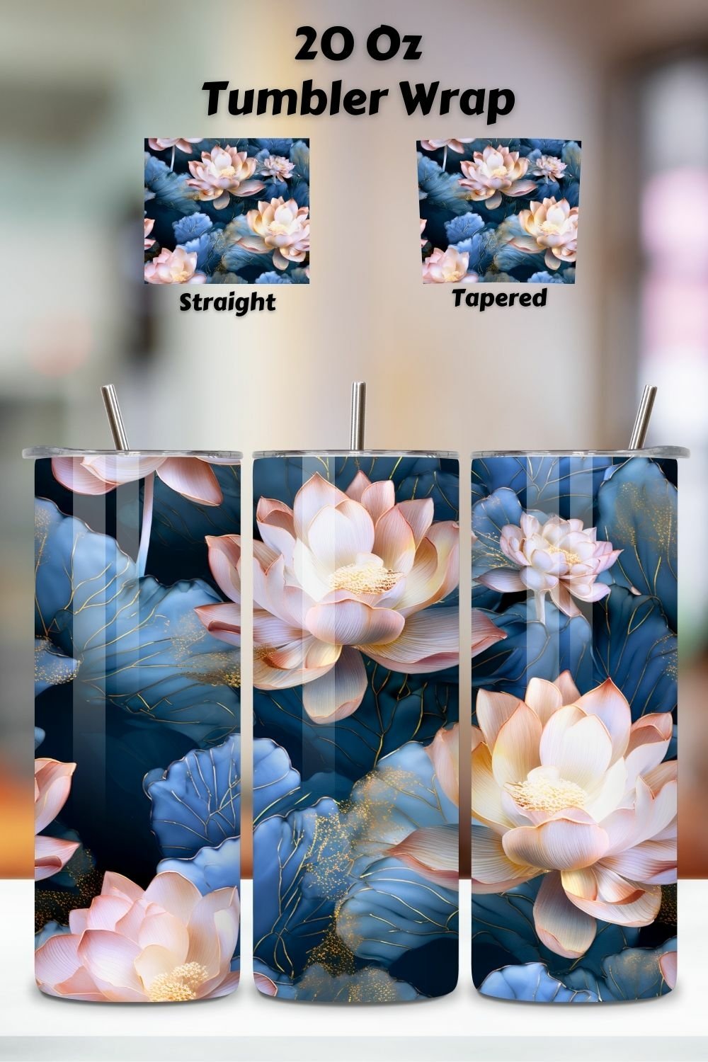 Floral Bloom Tumbler Wrap, Seamless PNG Wrap