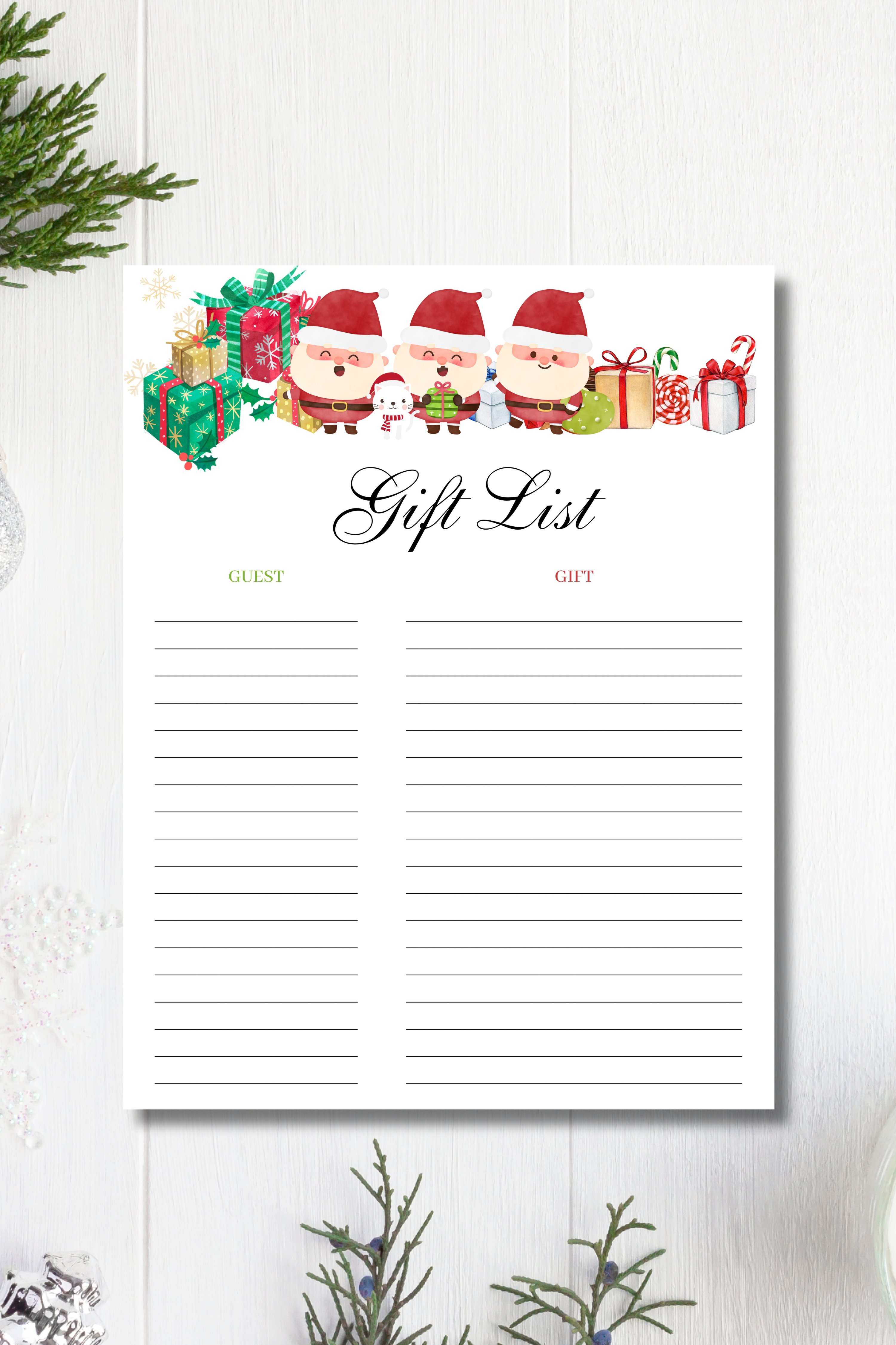 Christmas Gift List Printable (2967634)