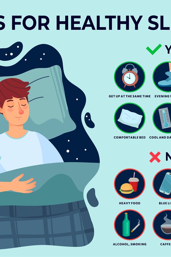 Healthy sleep tips infographics. Causes of insomnia, good sl