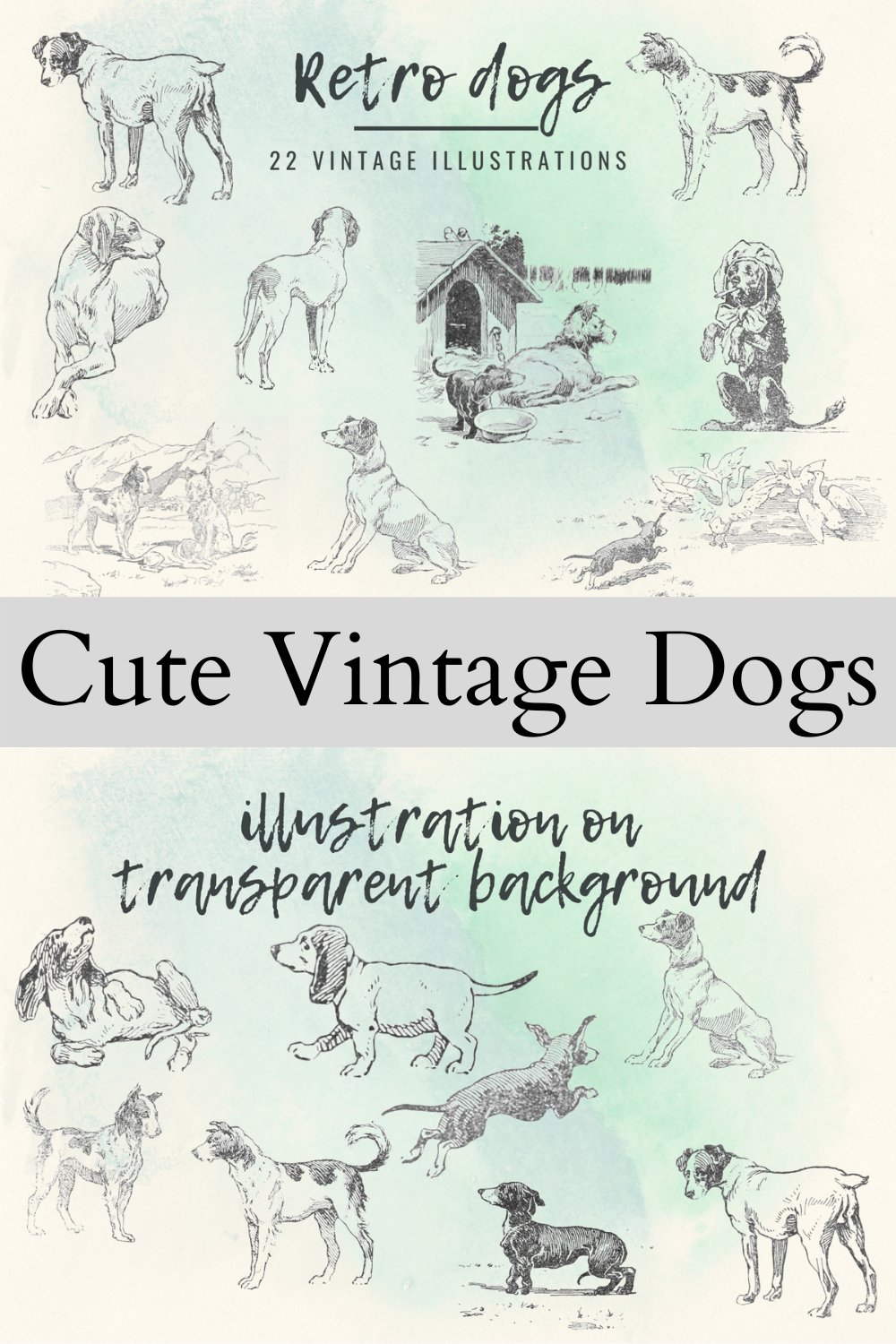 Vintage Antique Dogs Clip Art Graphics (2505519)