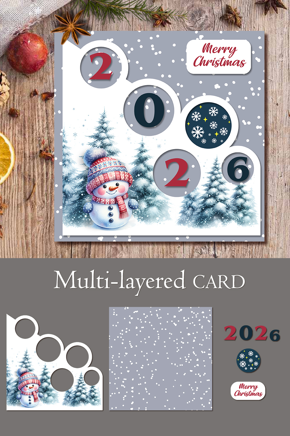 Layered Card 2026 Happy Christmas Boxed Christmas Cards 2026