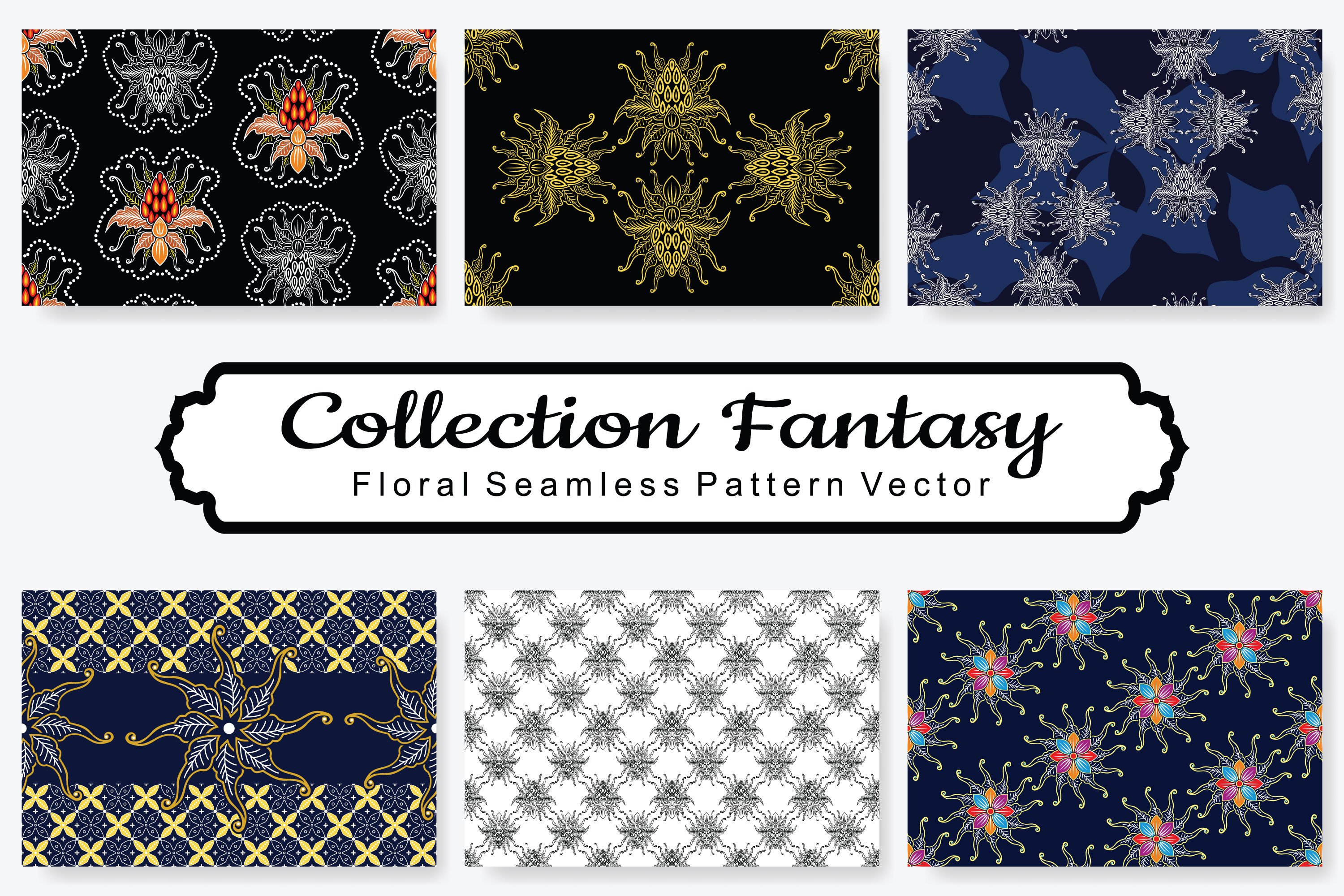 Set Of Fantasy Floral Vector Pattern Vol.8