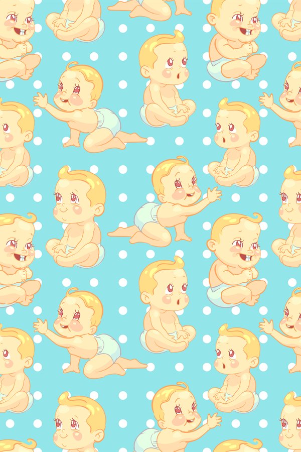 Cute cartoon baby seamless pattern