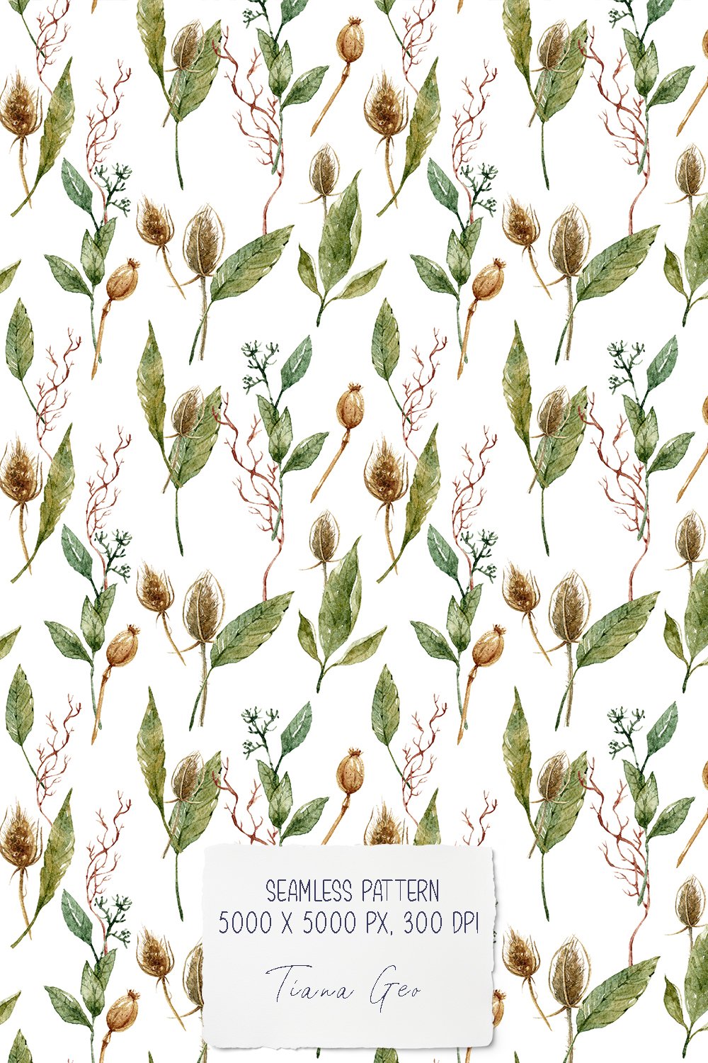 Watercolor boho floral seamless patterns / digital paper