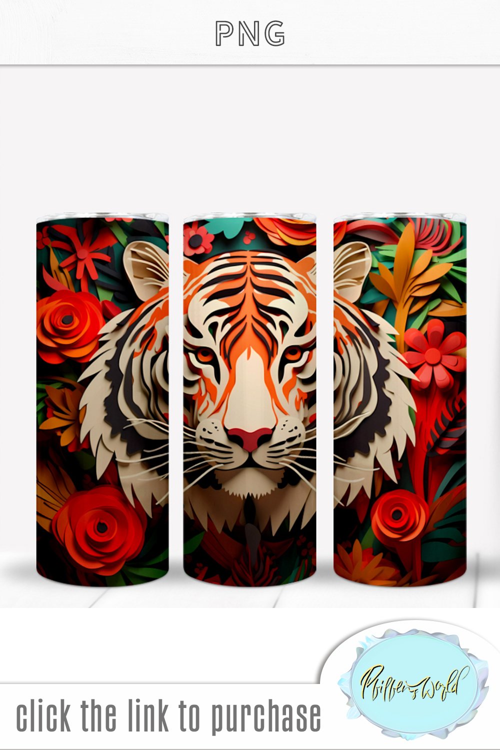 3d Tiger tumbler wrap