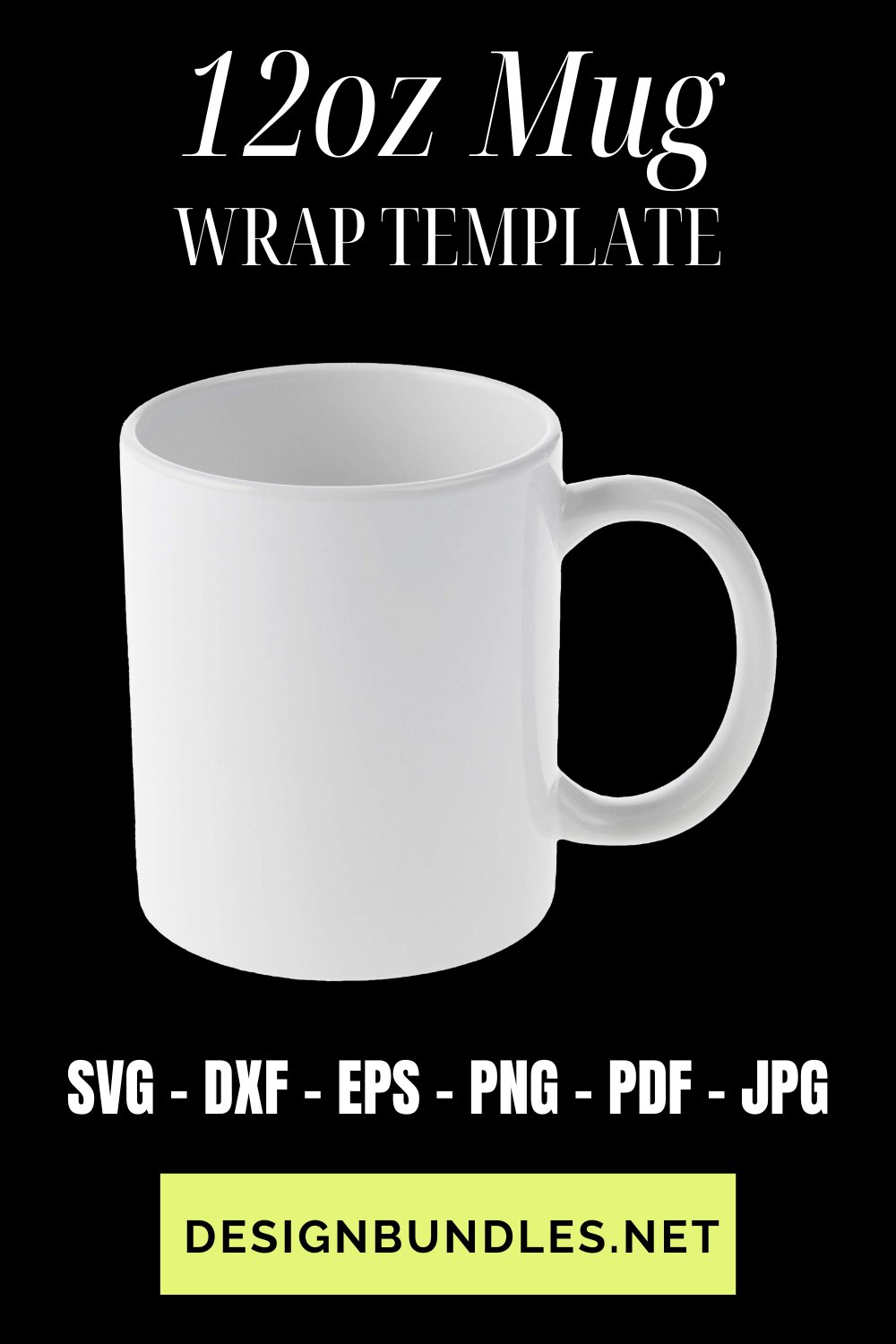 12oz Mug Template Sublimation Full Wrap SVG PNG