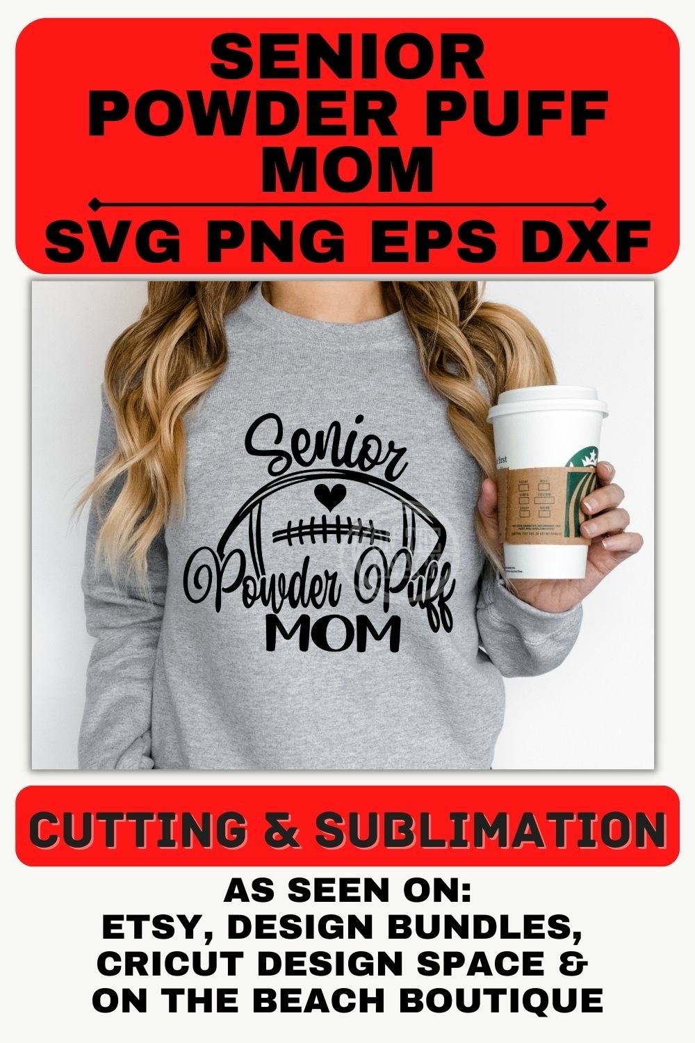 Senior Powder Puff Football Mom SVG Cutting PNG Sublimation