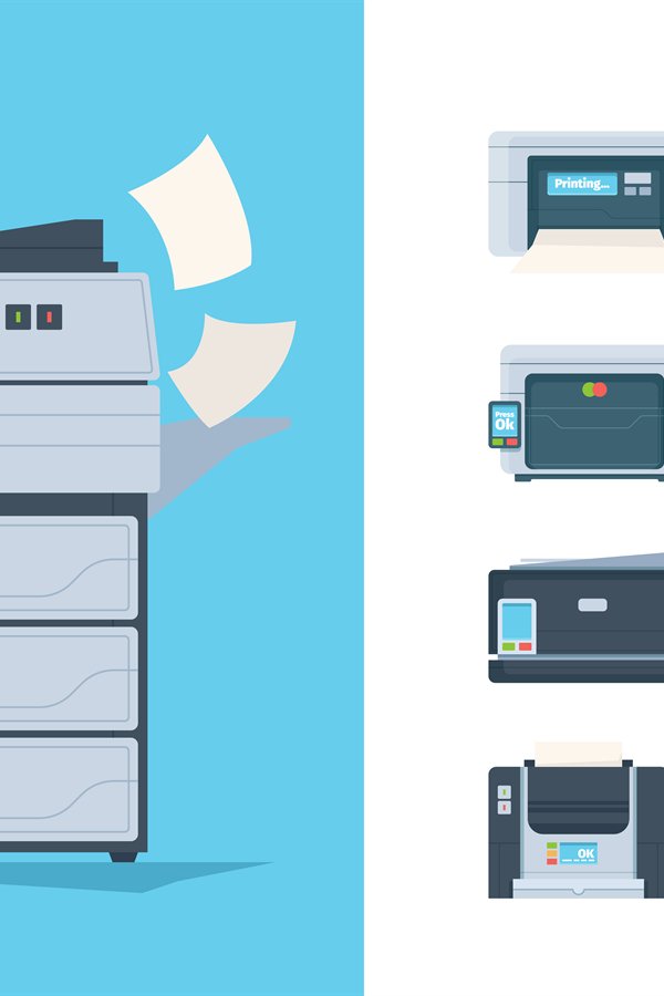 Copy machines. Different printers pc terminal of copying tec