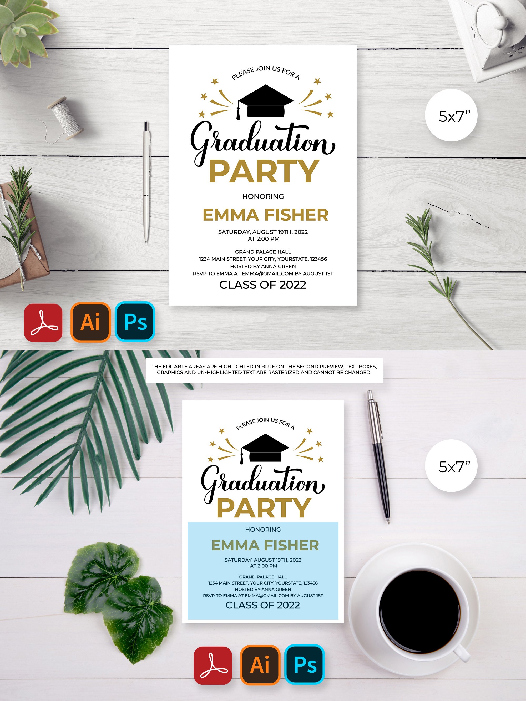Graduation Party Invitation Editable Template, Grad Party