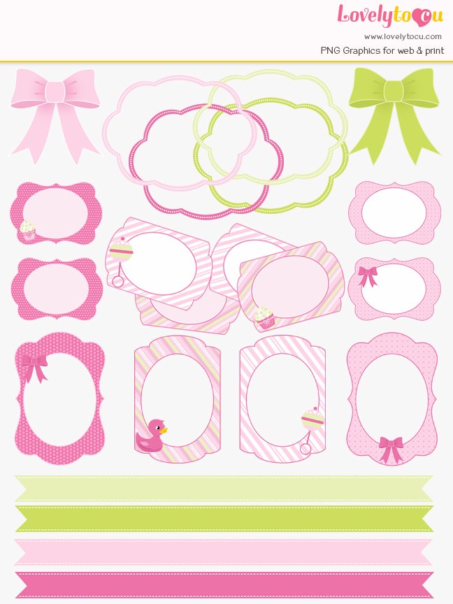 Baby shower frames clipart set (558363)