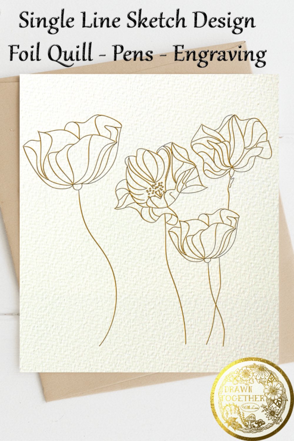 Single line for foil quill - Abstract flowers 2