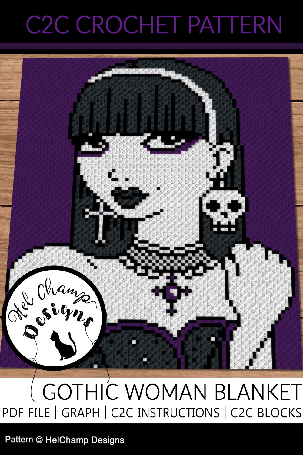 Gothic woman Blanket - C2C Crochet Pattern