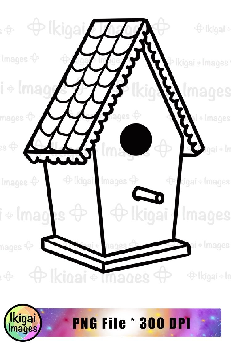 Birdhouse Clipart, Bird House Printable Coloring Pages, PNG