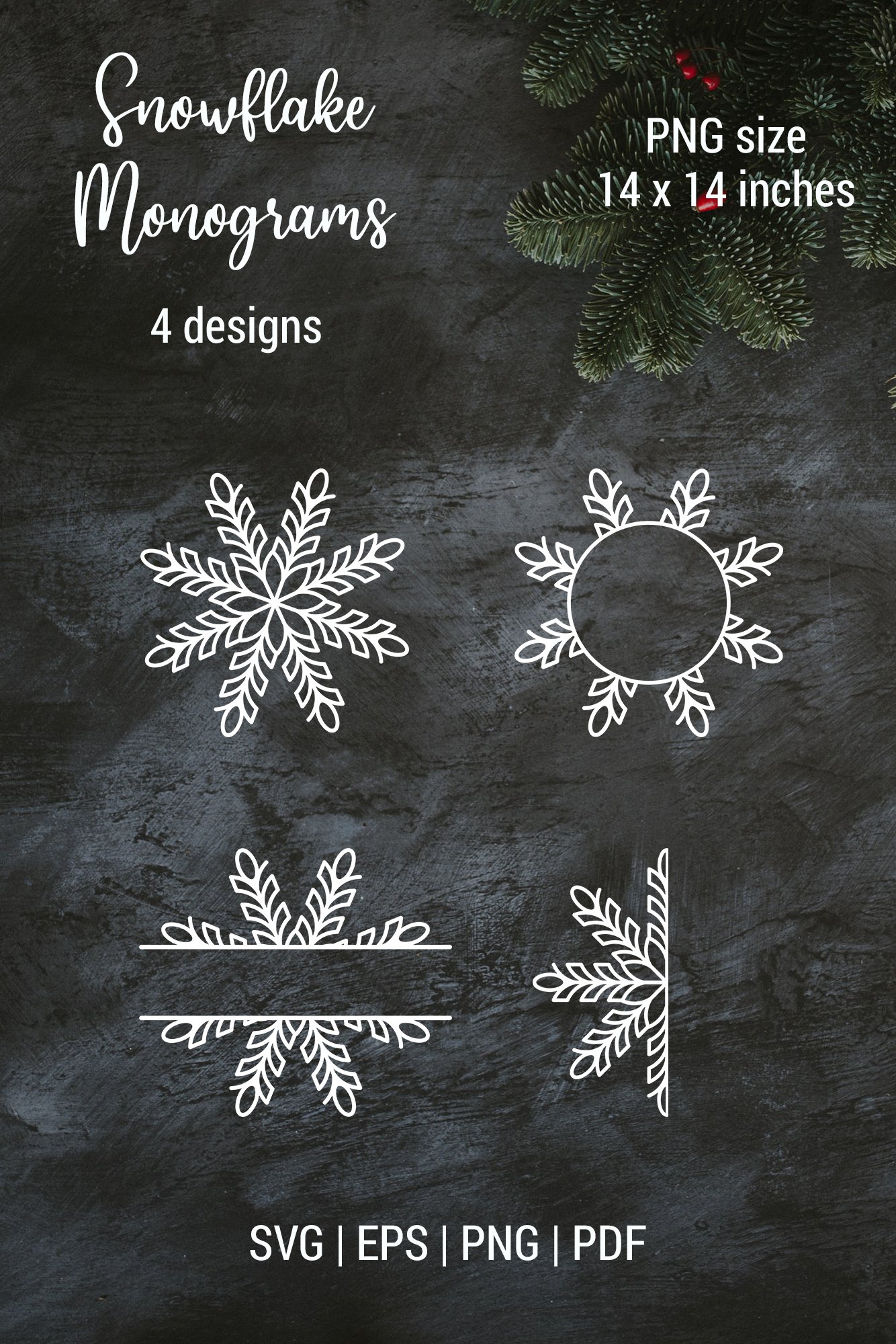 Winter Split Monogram Christmas snowflake split monogram frame | Cut (1009599)