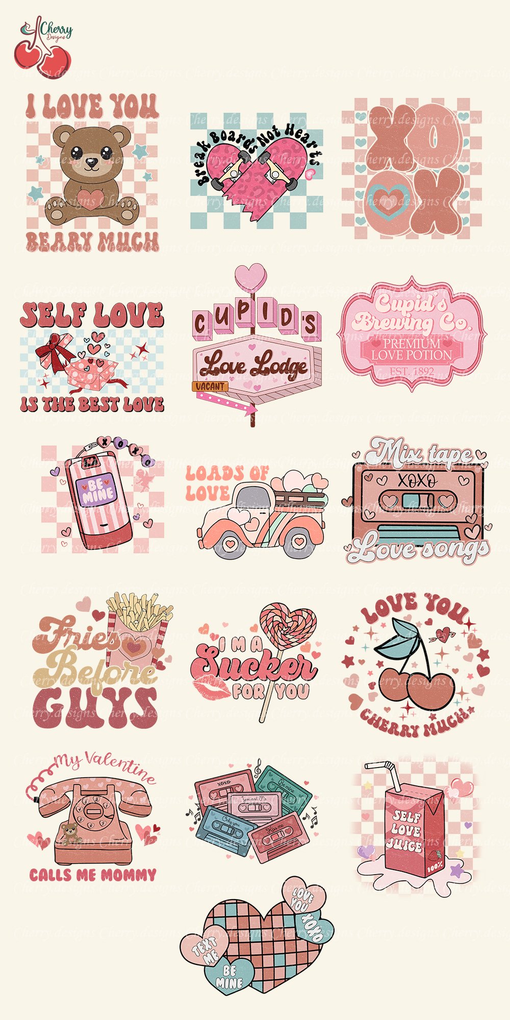 Retro Valentine Sublimation Bundle PNG, Retro Plaid PNG