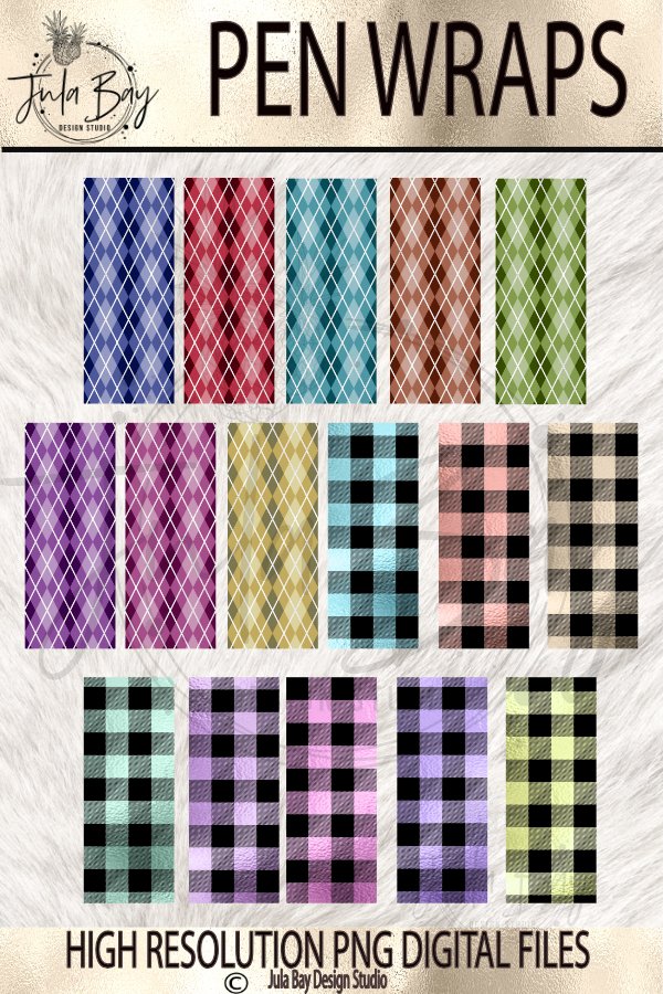 Pen Wraps for Epoxy Pen Agyle Buffalo Plaid Pen Wrap Bundle
