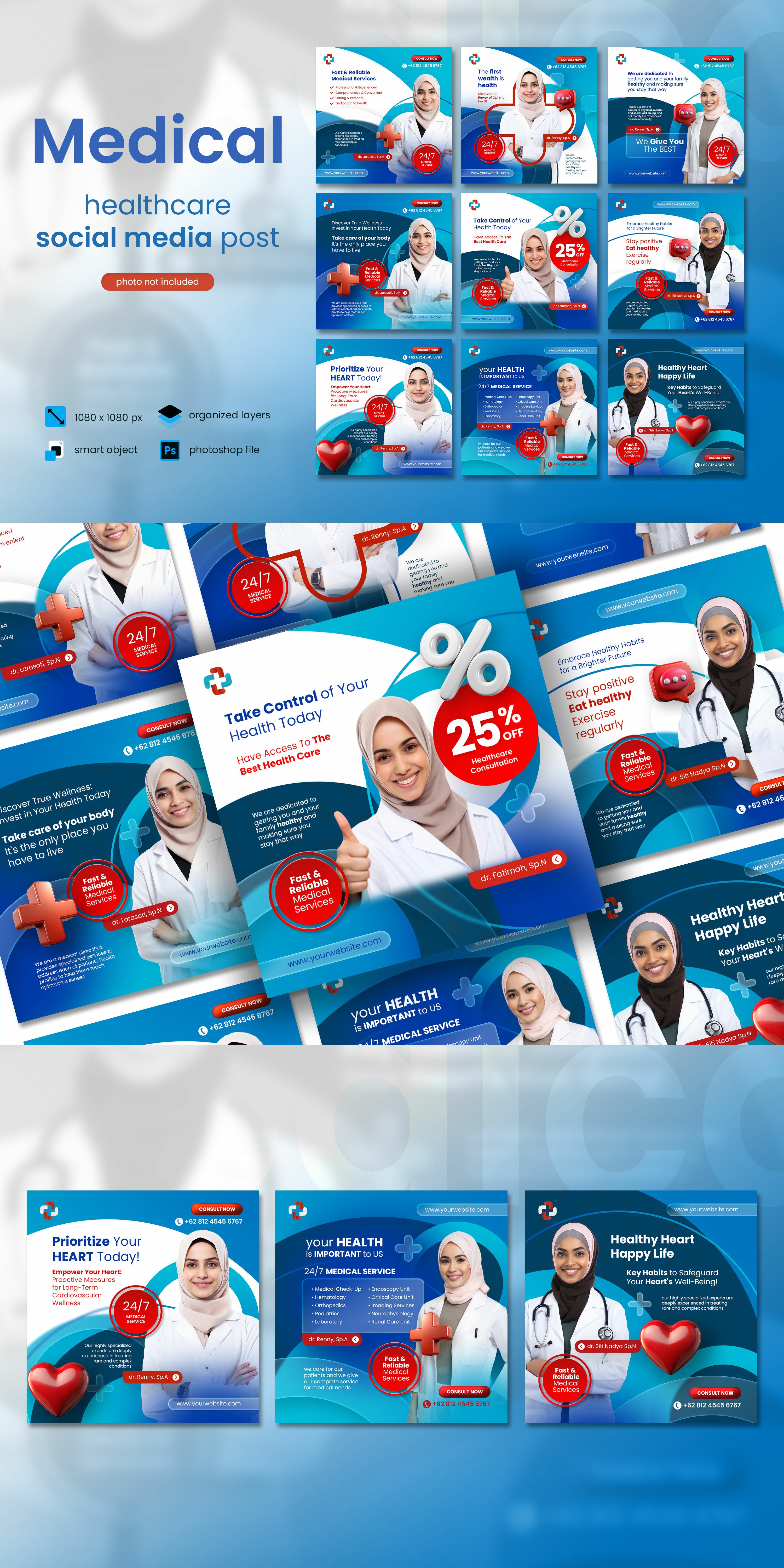Creative healthcare square banner template design