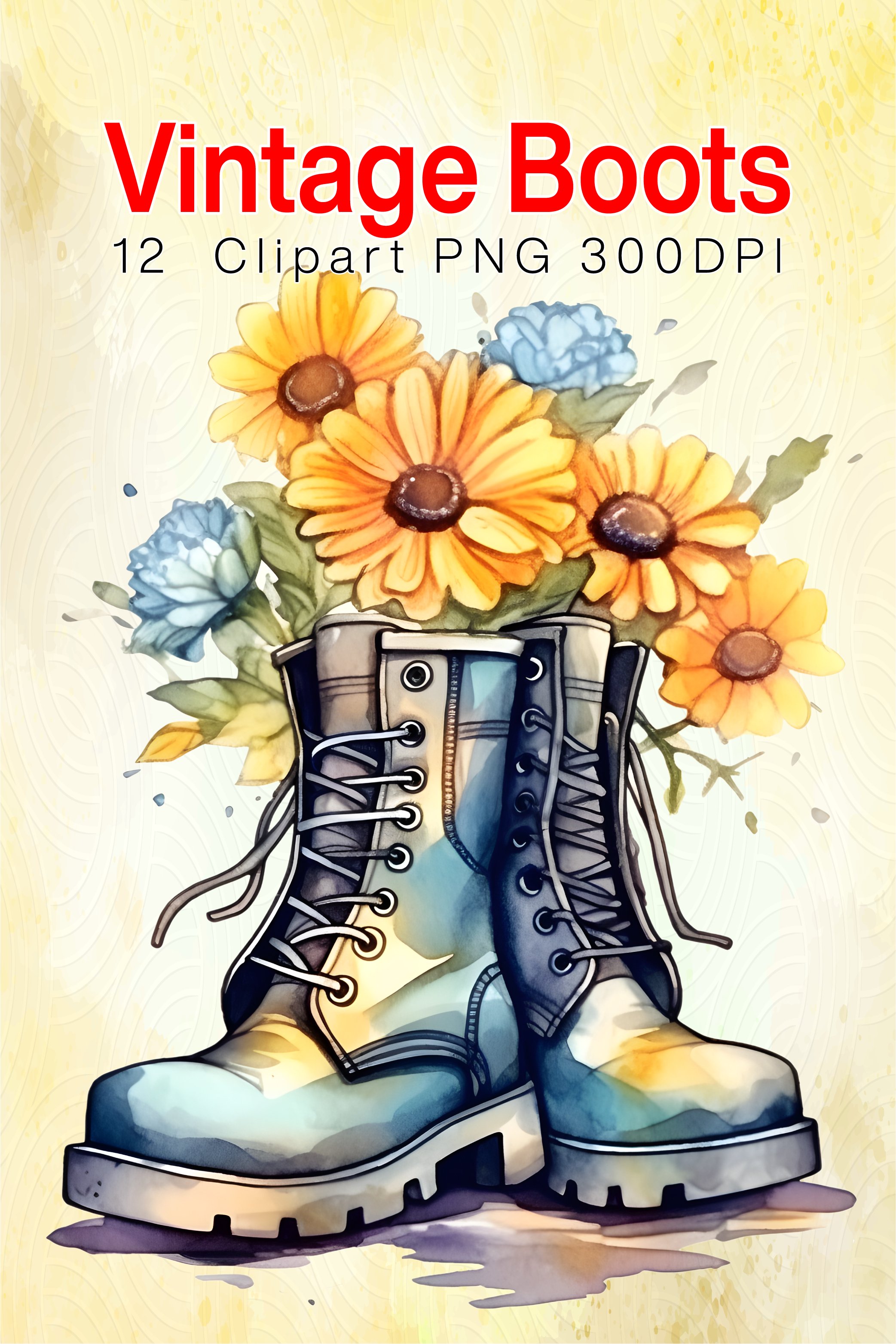 Floral Boots | Boots with flowers | Floral boots Clipart