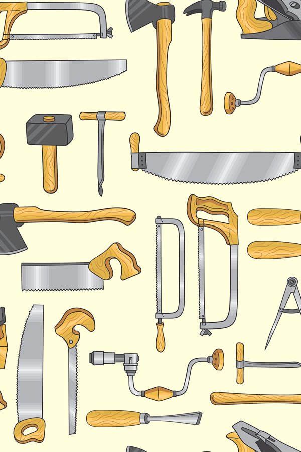 Seamless pattern set with carpentry tools