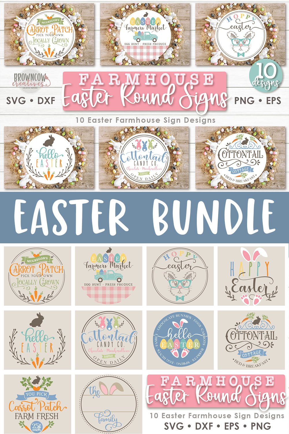 Farmhouse Easter Round Sign SVG/Cut File BUNDLE