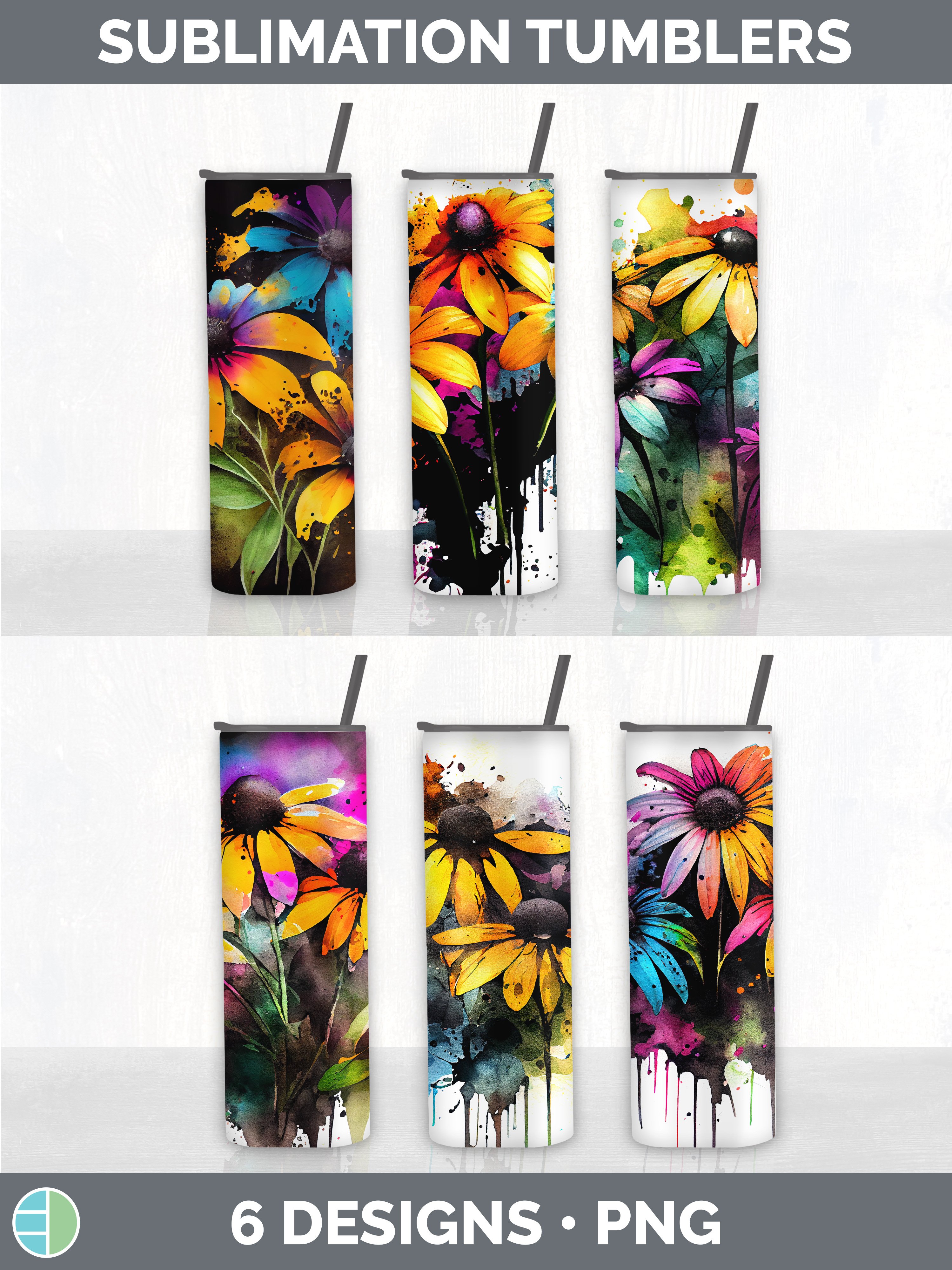 Rainbow Black-eyed Susan Flowers Tumbler | Sublimation 20 oz