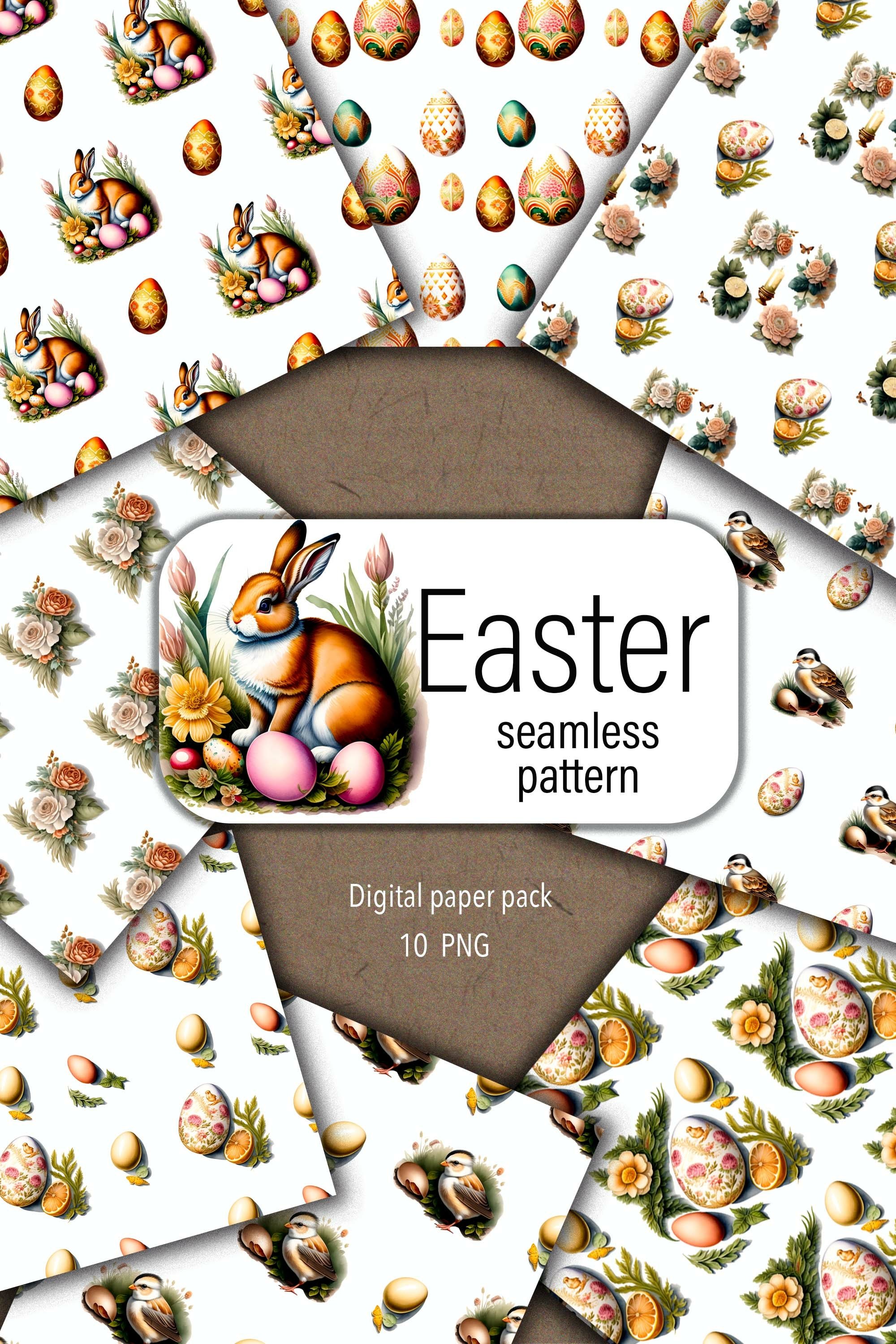 Seamless pattern PNG, Easter digital paper, Bunny pattern