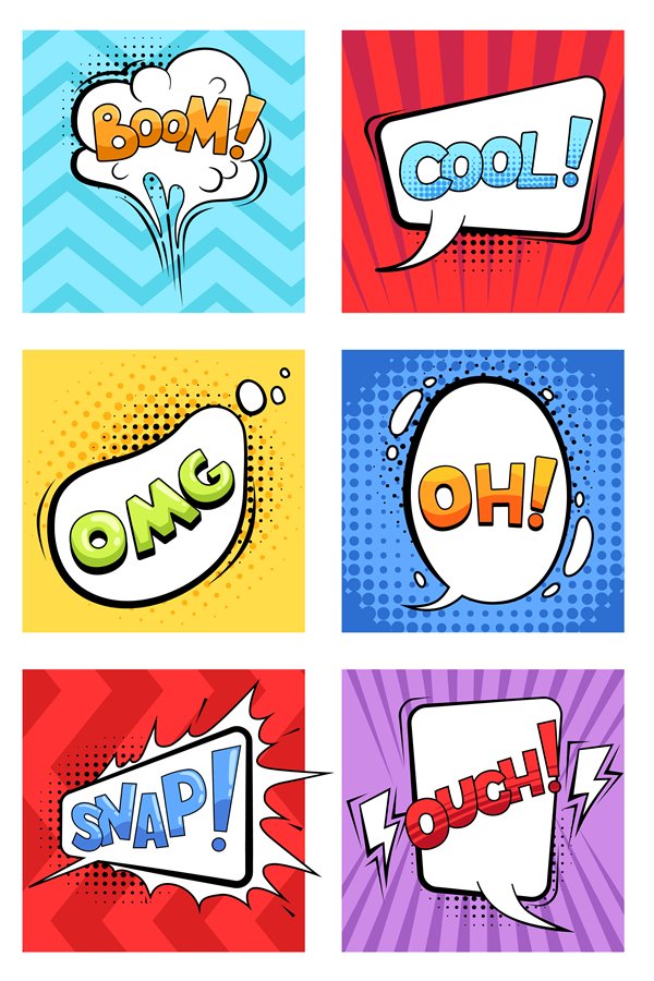Comic sounds. Cartoon explode stripped burst frames and spee