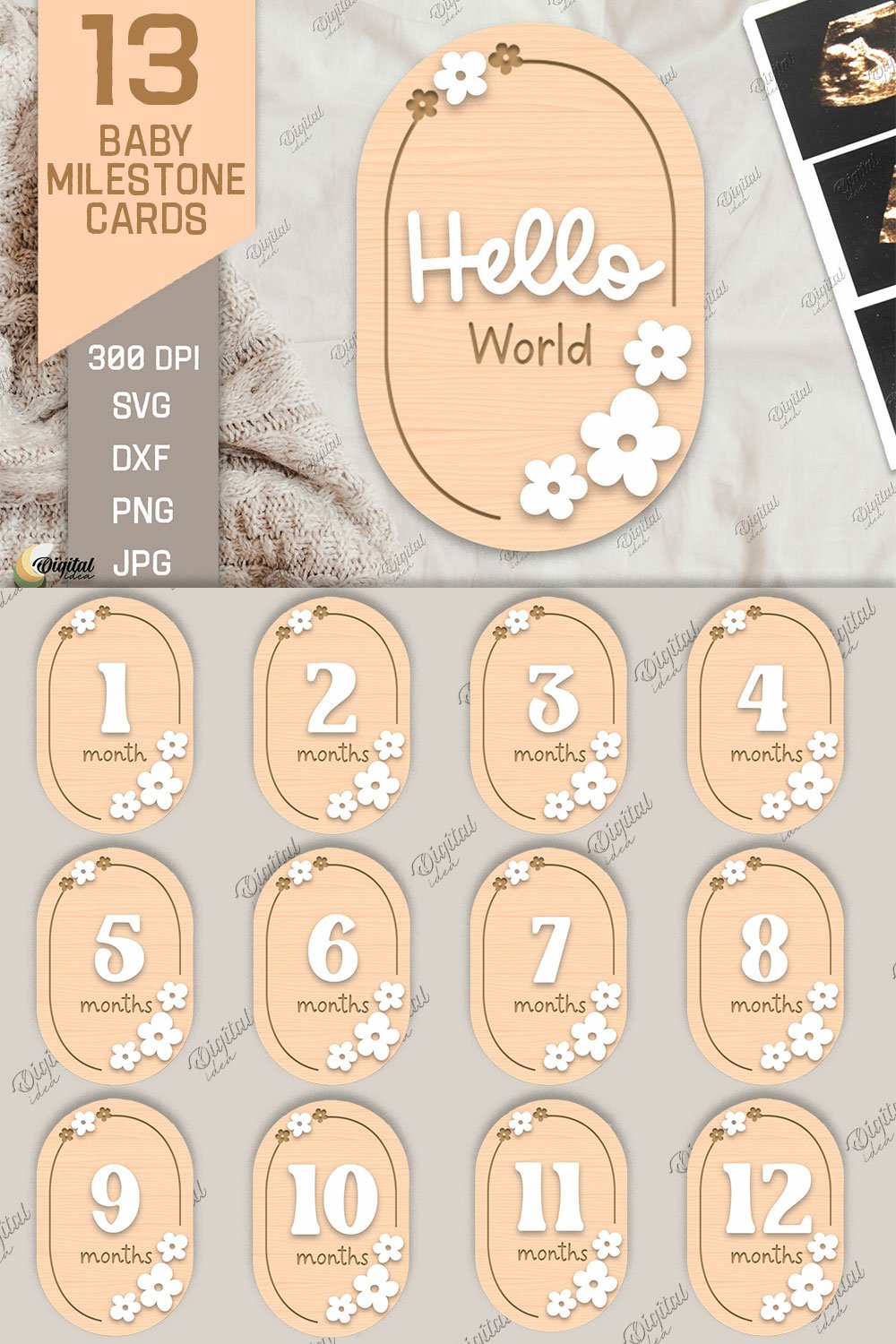 Baby Milestone Card Laser Cut Bundle. Baby Months (3003449)