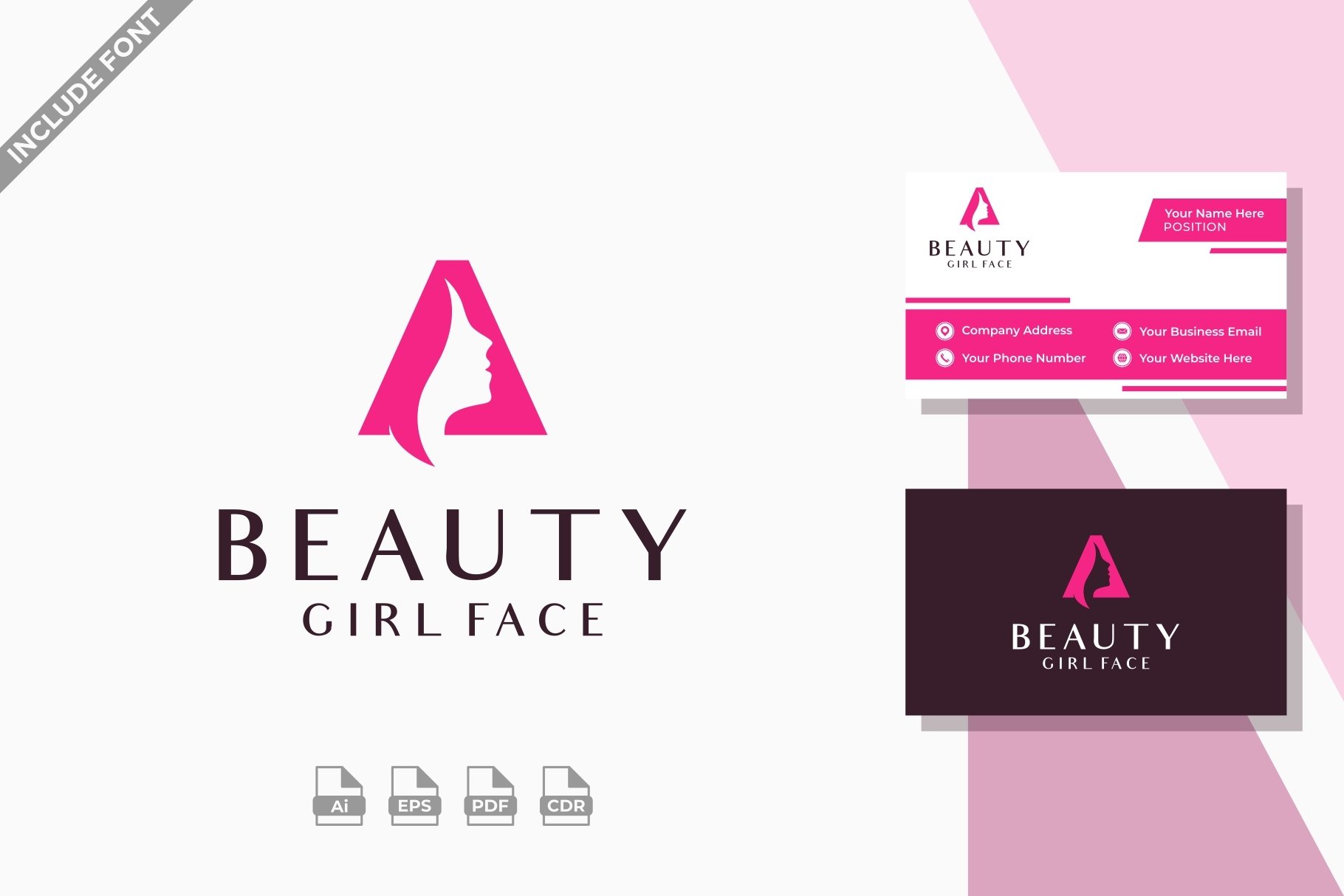 Initial Letter A Face Beauty Woman Logo