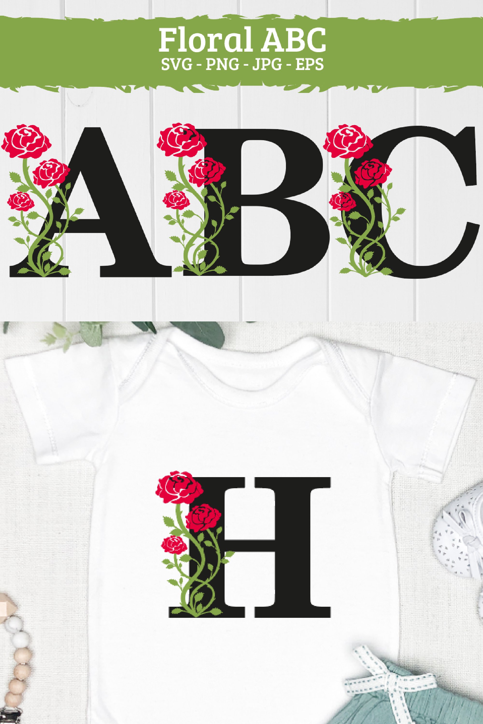 26 Roses ABC Letters, Florals bundle SVG