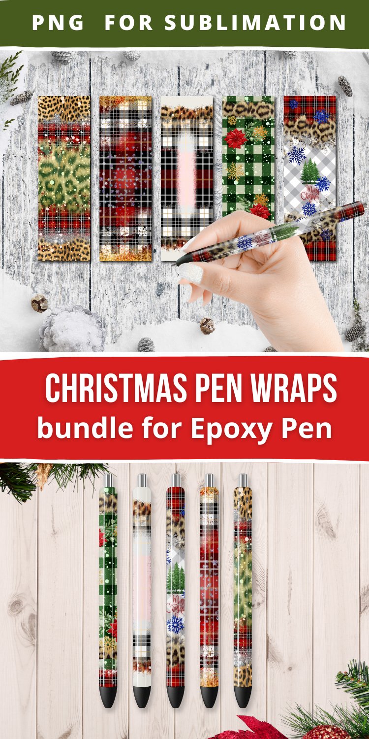 Christmas Plaid Pen Wraps PNG Bundle Epoxy Pen Sublimation