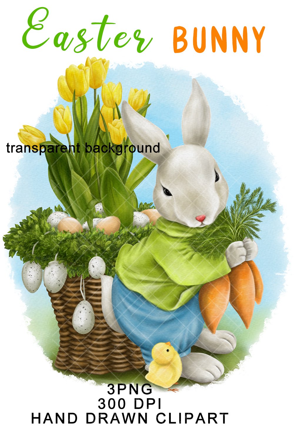 Easter Bunny PNG Sublimation / Spring Rabbit Clipart