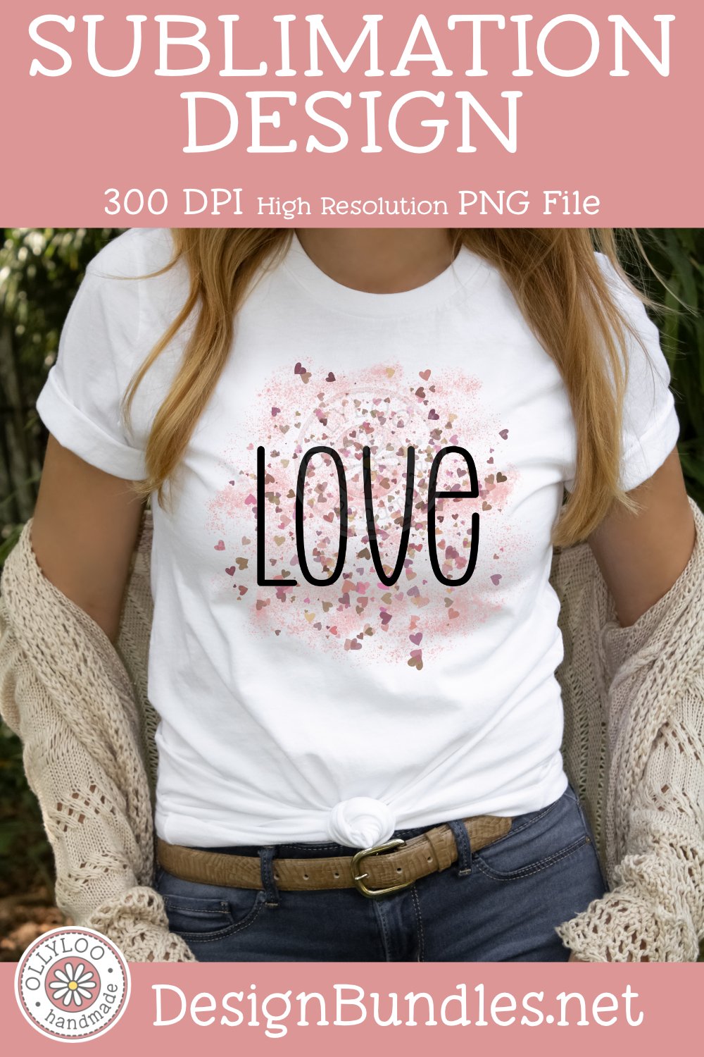 Love with Heart Confetti | Valentine’s Day Sublimation PNG