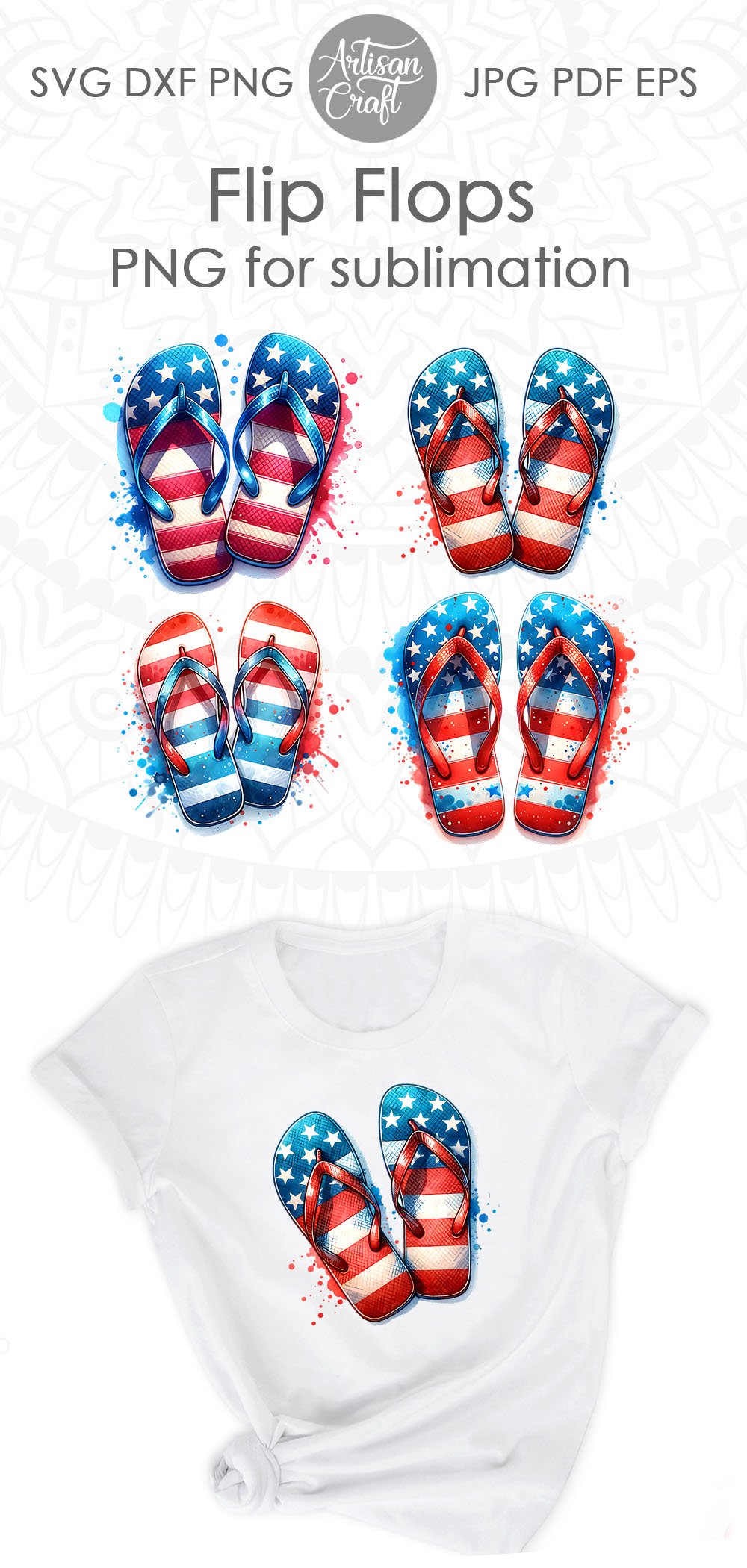 Patriotic flip flops | red white and blue | American Summer