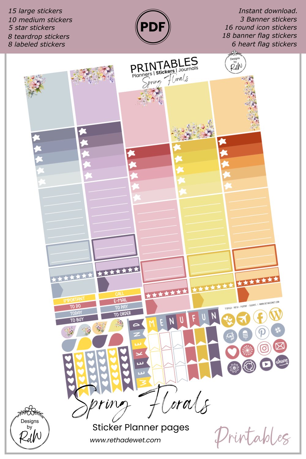 Spring Floral Planner Stickers (2823321)