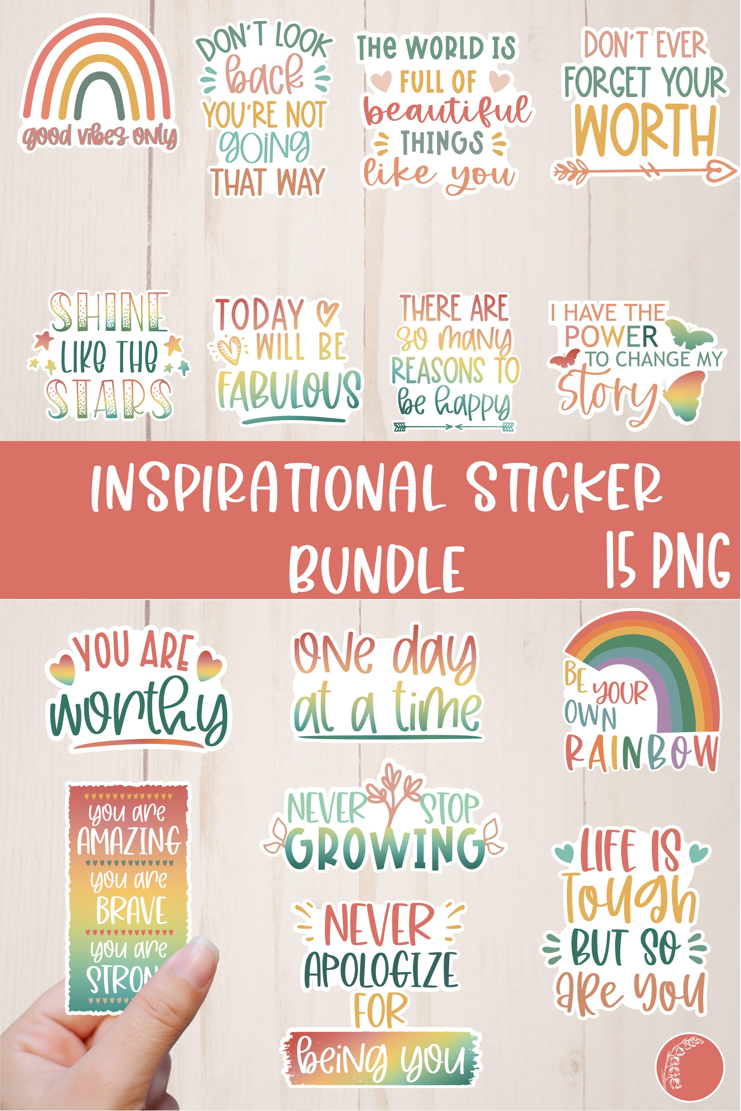 Inspirational Sticker Bundle-Set of 15 PNG Stickers
