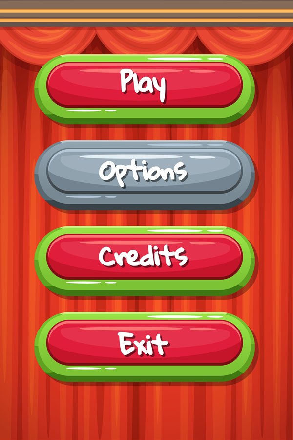 Vector cartoon style contoured enabled and disabled buttons