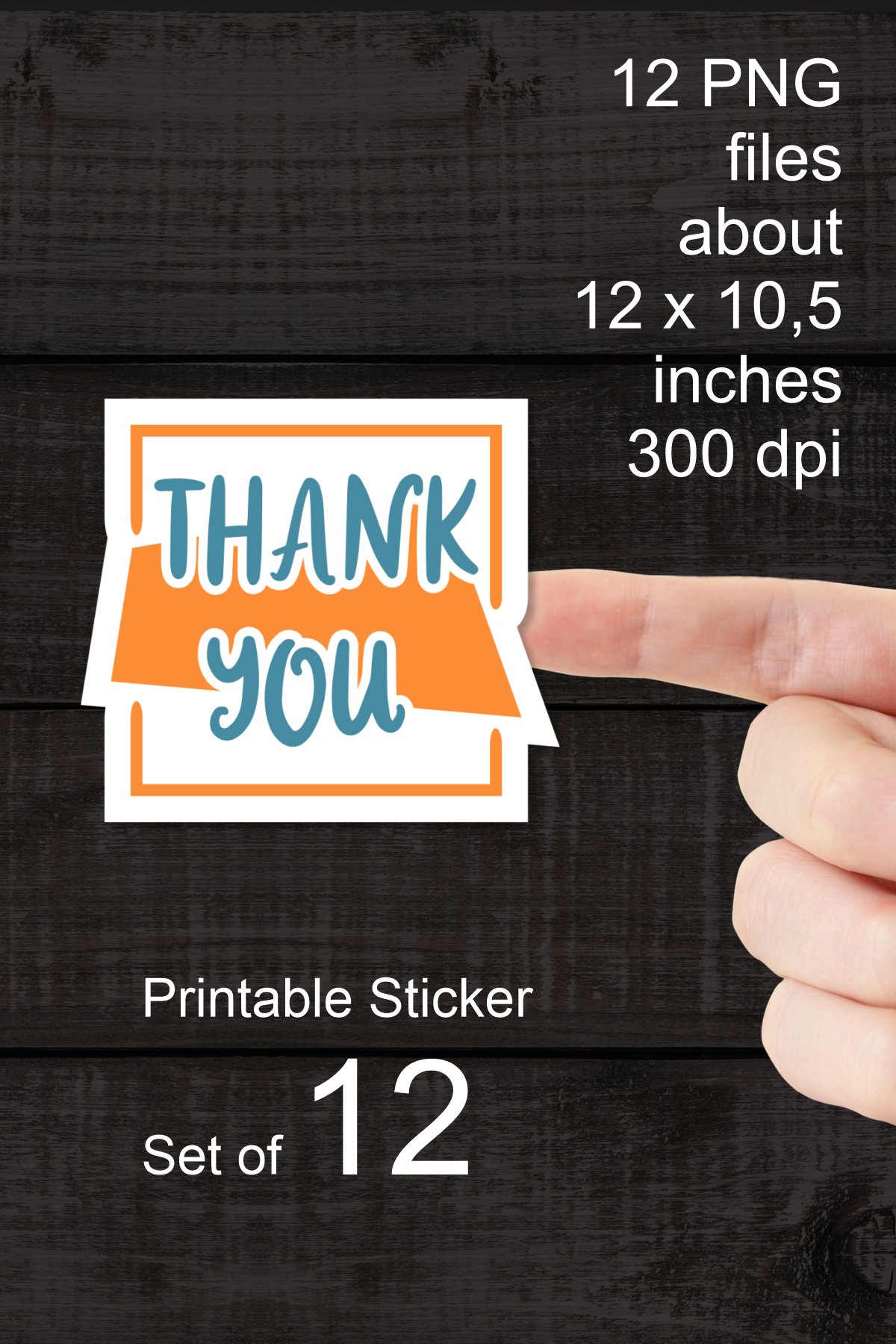 Square Stickers Set with Curly ''Thank You'' Text PNG files