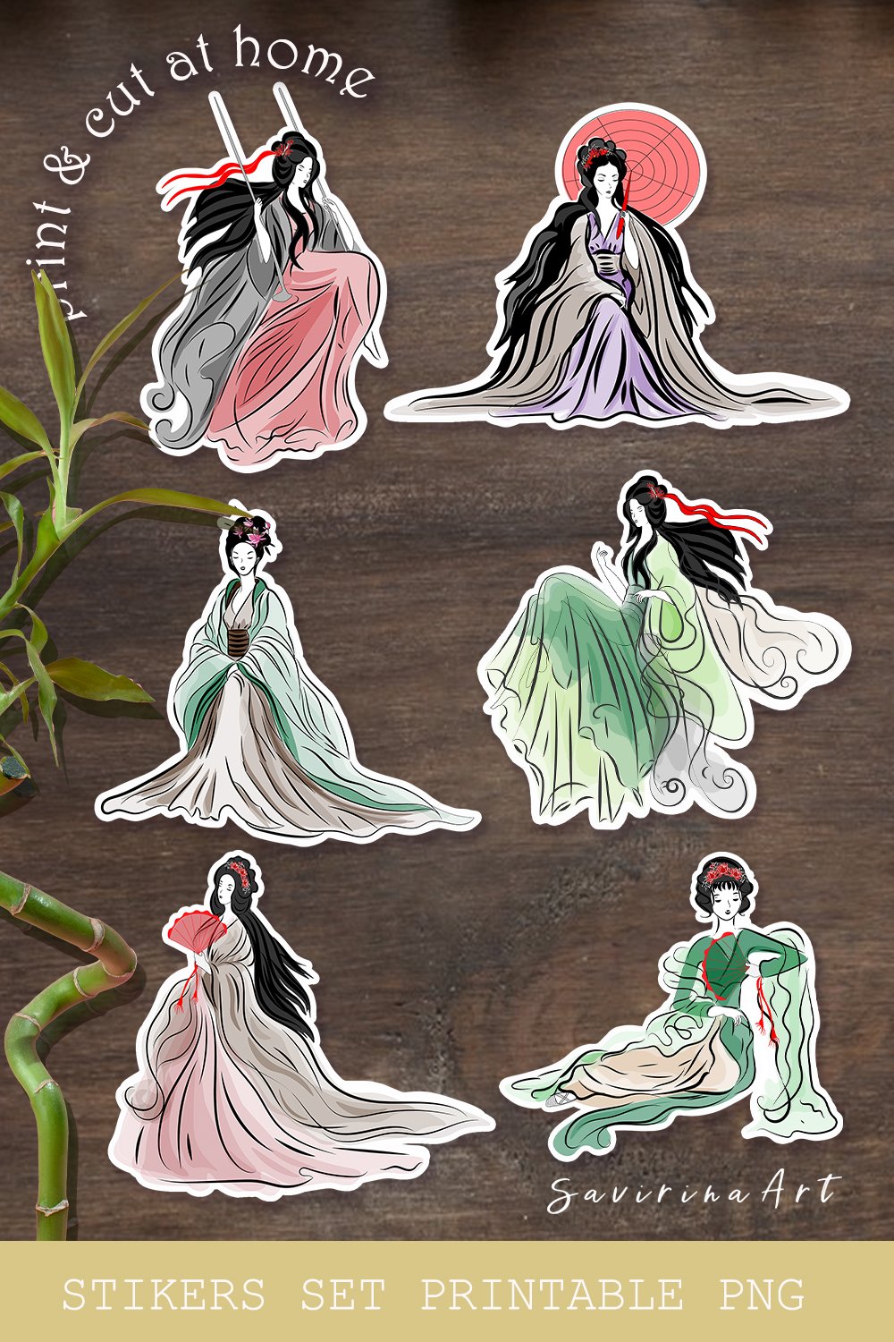 Asia Design Sticker Stickers set Printable. Sticker PNG Asia girl. (2846484)