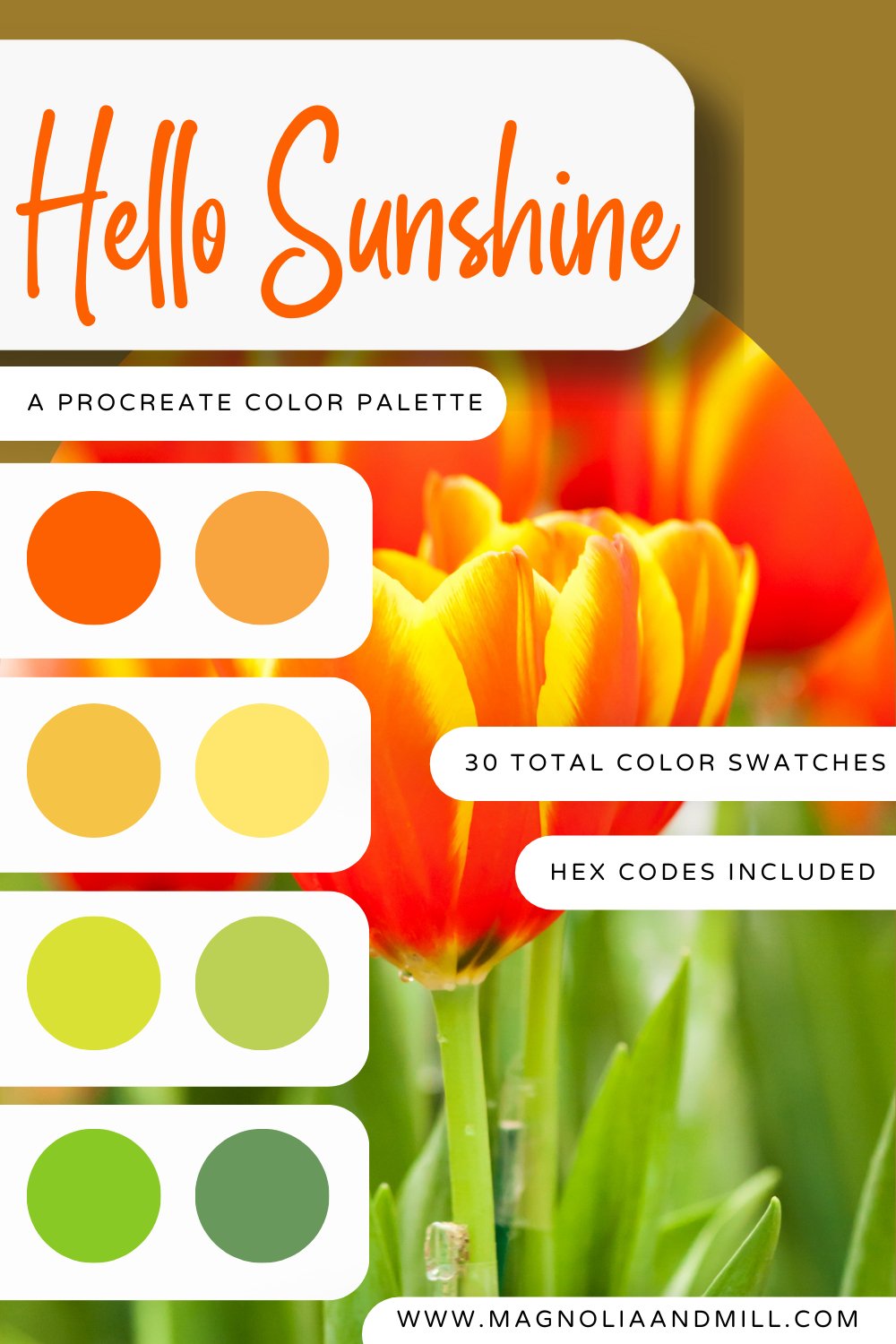 Hello Sunshine Procreate Color Palette HEX Codes Included