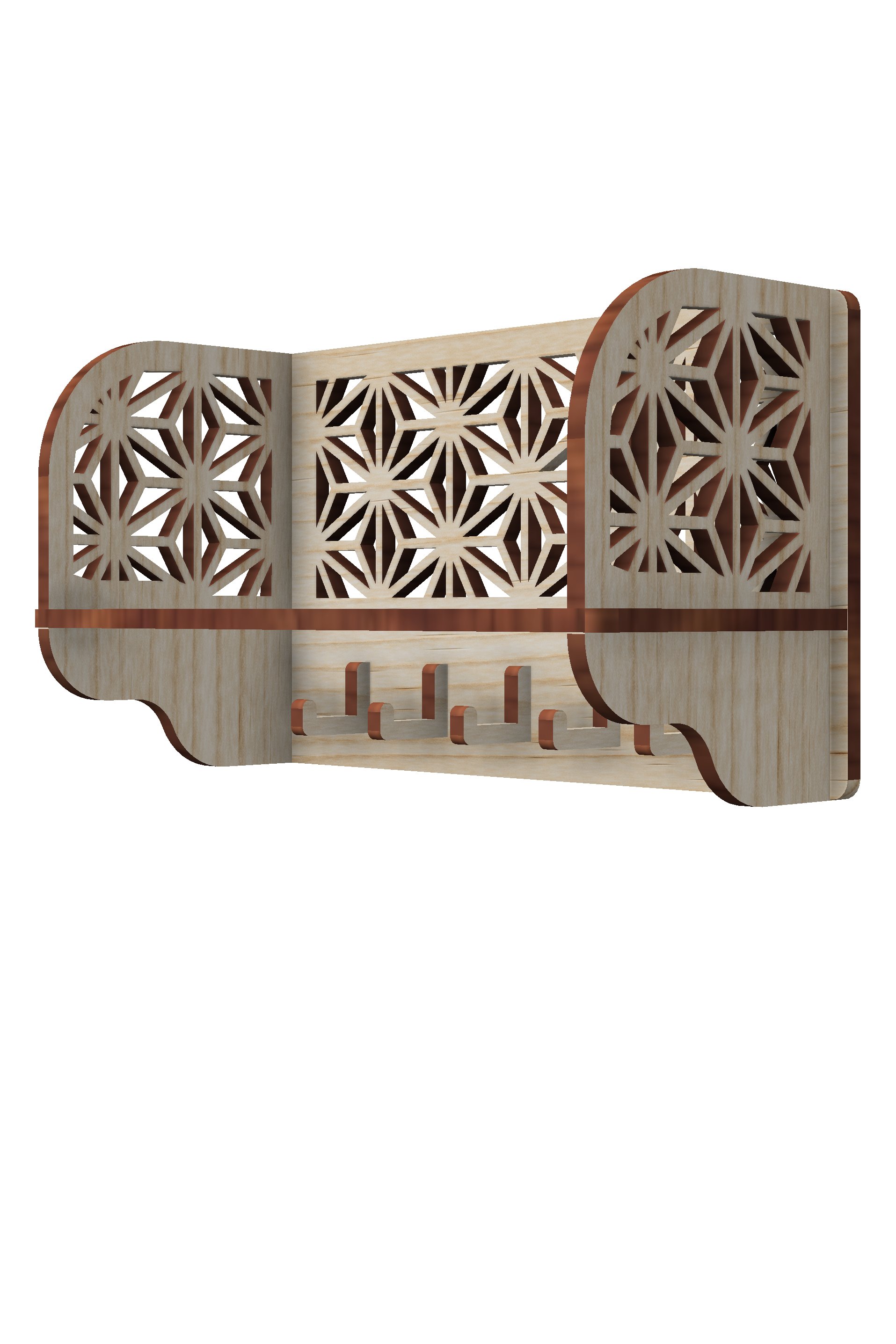 Japan Pattern Key Holder with Shelf, Wall Mounted (2472013)