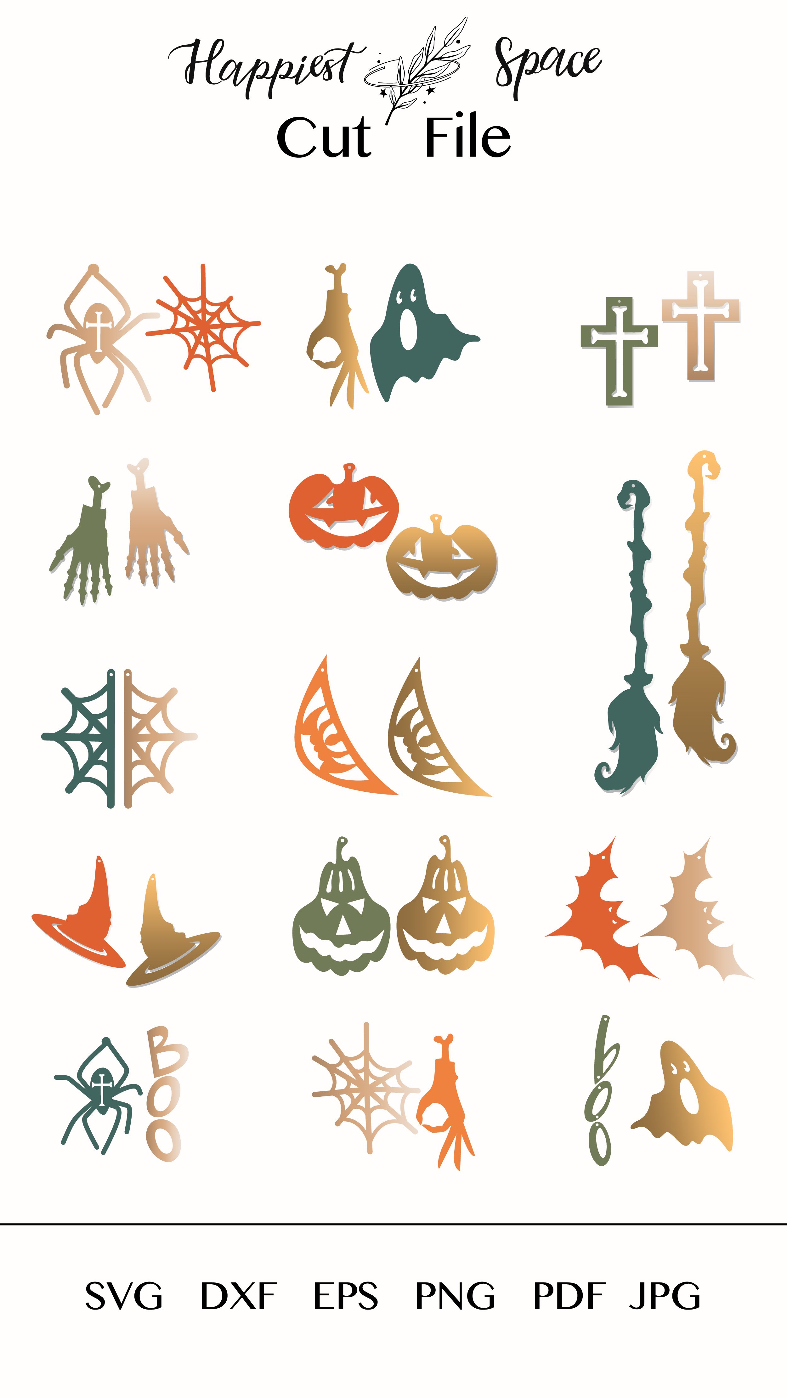 Halloween Earring SVG Templates.
