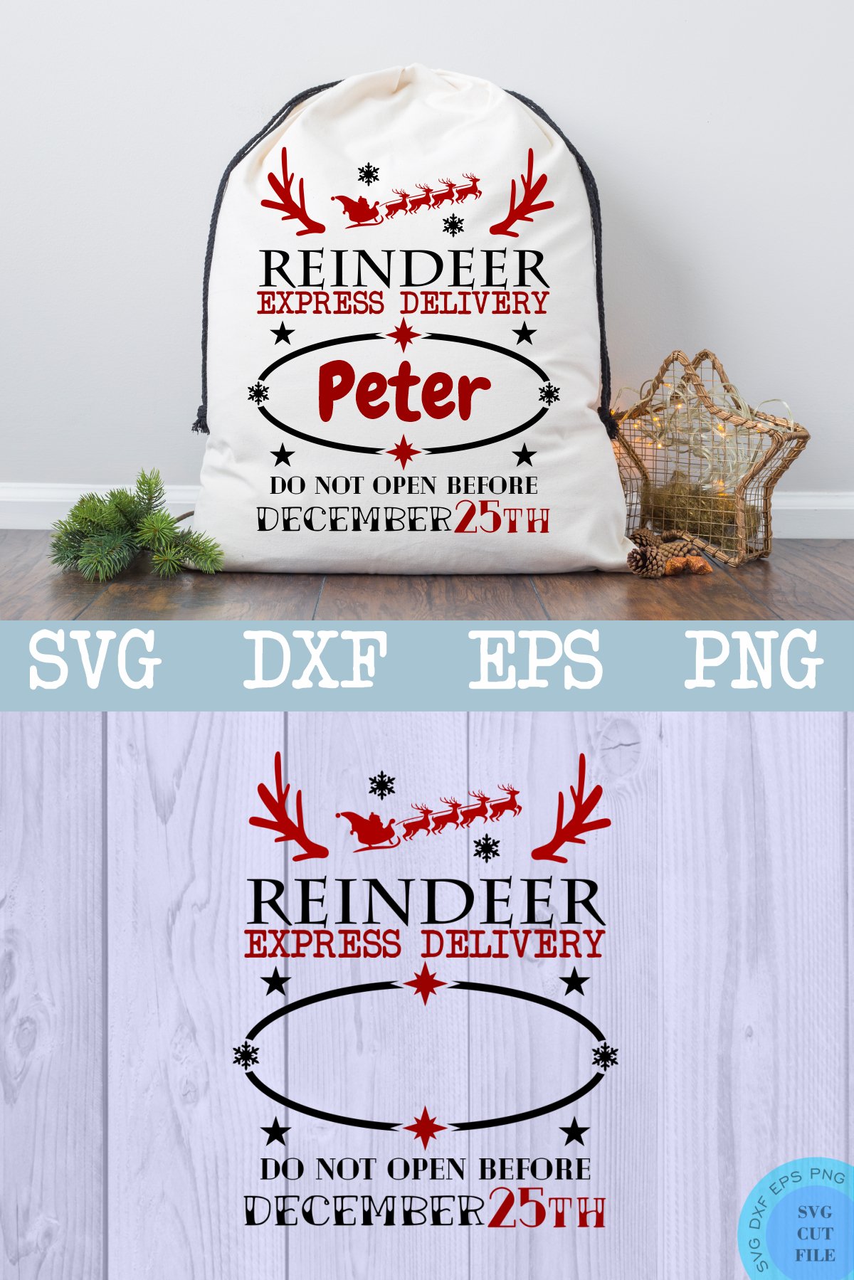 Santa Sack Svg - Santa Bag Svg