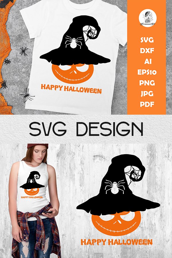 Halloween pumpkin SVG / Pumpkin SVG in witch hat