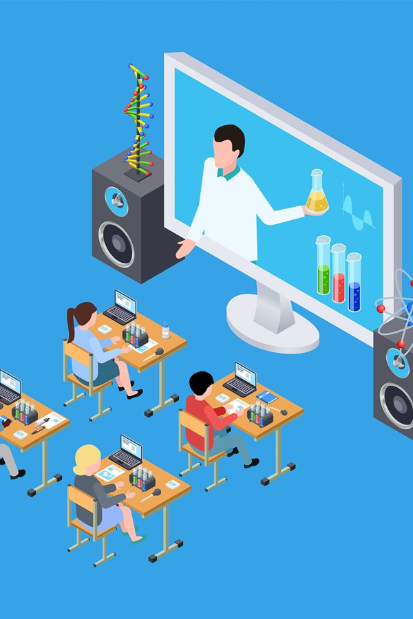 Childrens science experiment. Isometric chemistry lesson for