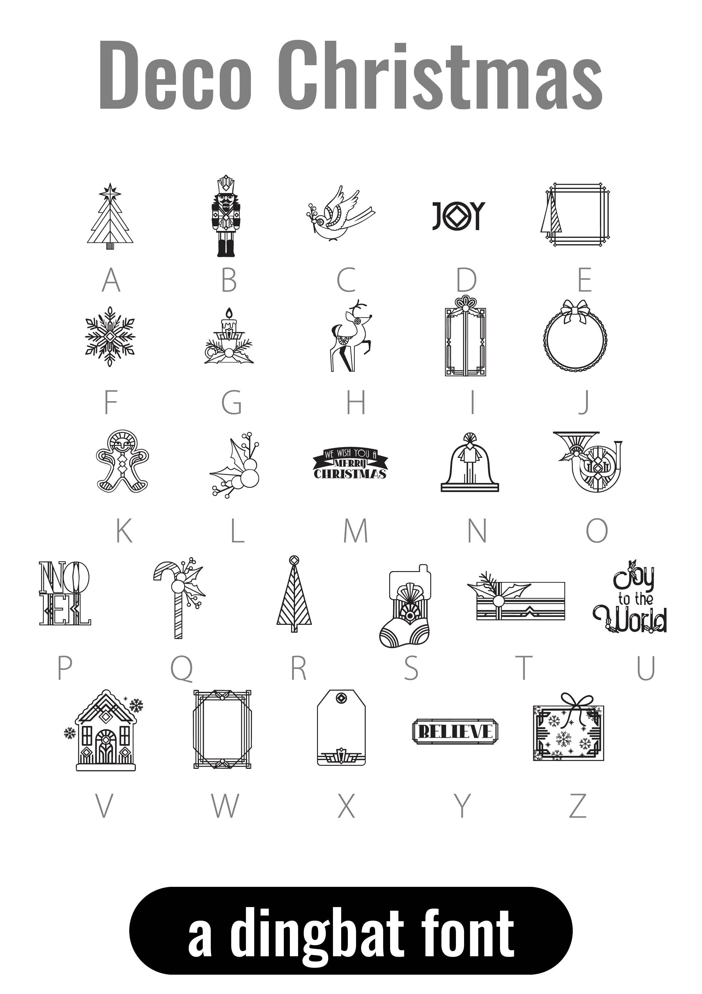 Two Christmas Dingbat Fonts with 52 creative images